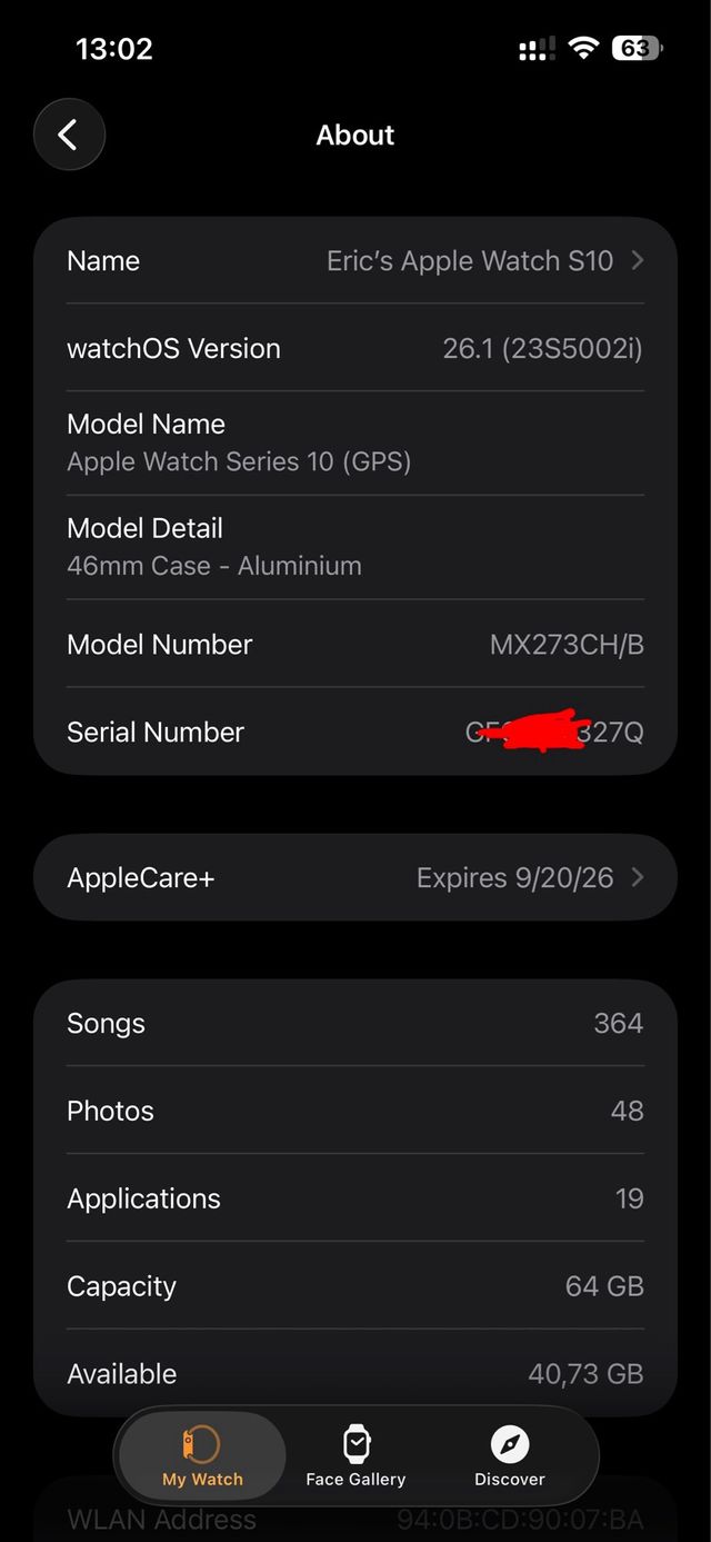 Apple Watch S10 46mm Negro con Apple Care+