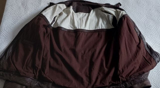 Cazadora Piel Marrón Massimo Dutti