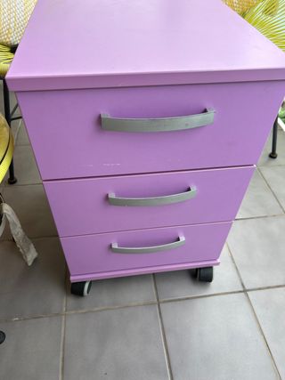 Cajonera Lila 3 Cajones con Ruedas