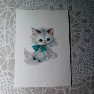 4 Postales de gatitos años 60