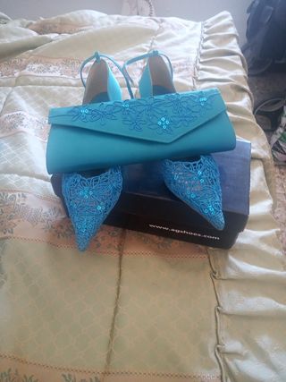 Zapatos Ángel Alarcón Talla 38 Aguamarina
