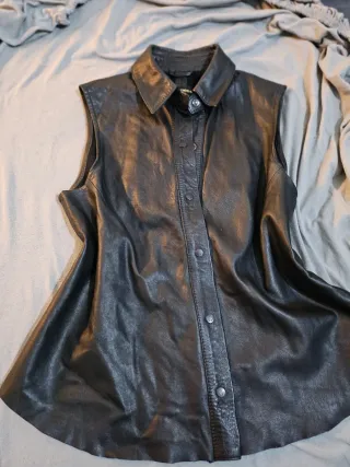 Camisa Chaleco Mujer Cuero Negro