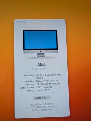 iMac 27 5K 2017 i5 3.8GHz 24GB Radeon 580