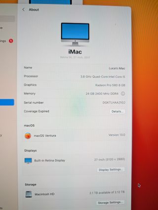 iMac 27 5K 2017 i5 3.8GHz 24GB Radeon 580