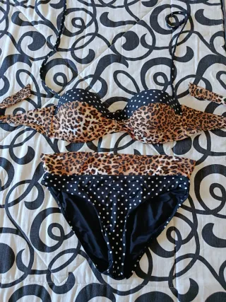 Bikini estampado leopardo y lunares corte inglés 