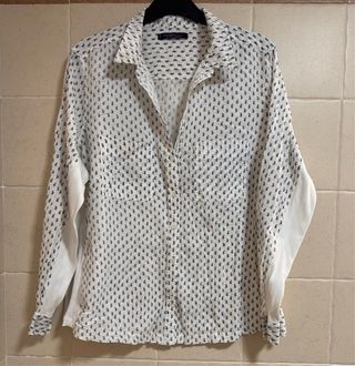 Camisa Violeta by Mango Estampada Talla XL