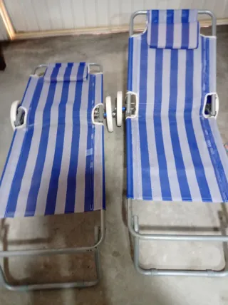 Conjunto 2 Tumbonas Rayas Azul y Blanco