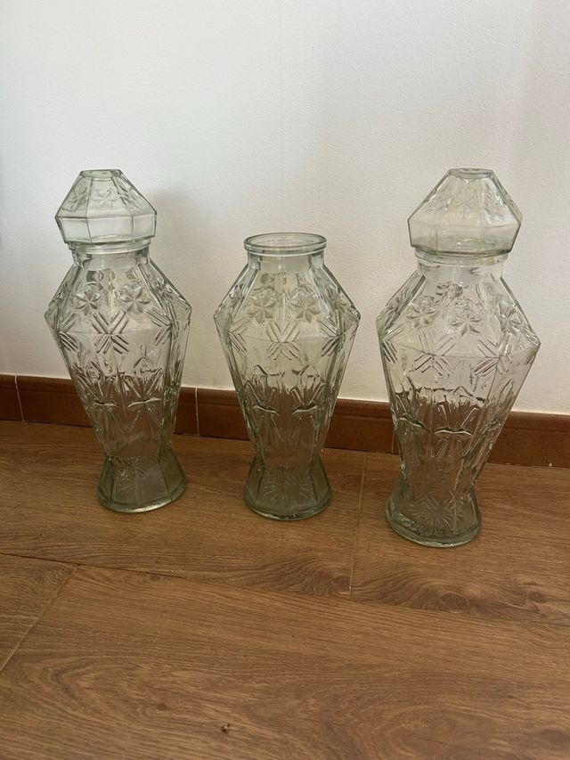 Juego 3 Botes Cristal Tallado