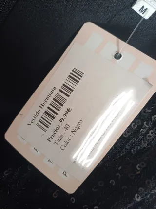 Vestido fiesta lentejuelas negro PINK PARADOX M