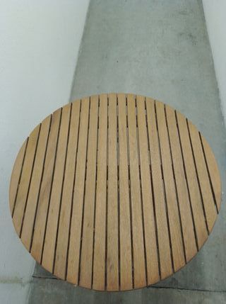 Mesa plegable madera terraza 70 diámetro x 74 alto