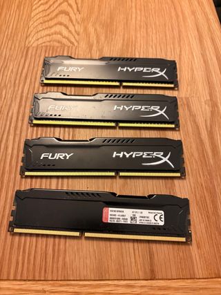 4x HyperX Fury DDR3 Tarjetas de Memoria RAM
