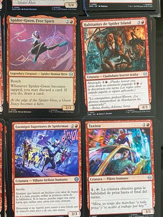 Lote cartas magic Spiderman rojo