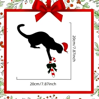 Adorno Navideño Gato con Bastón de Caramelo 20 cm