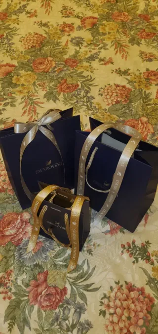 Set 3 Buste Swarovski Blu con Nastri 