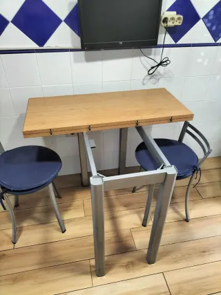 Mesa de cocina abatible madera y metal