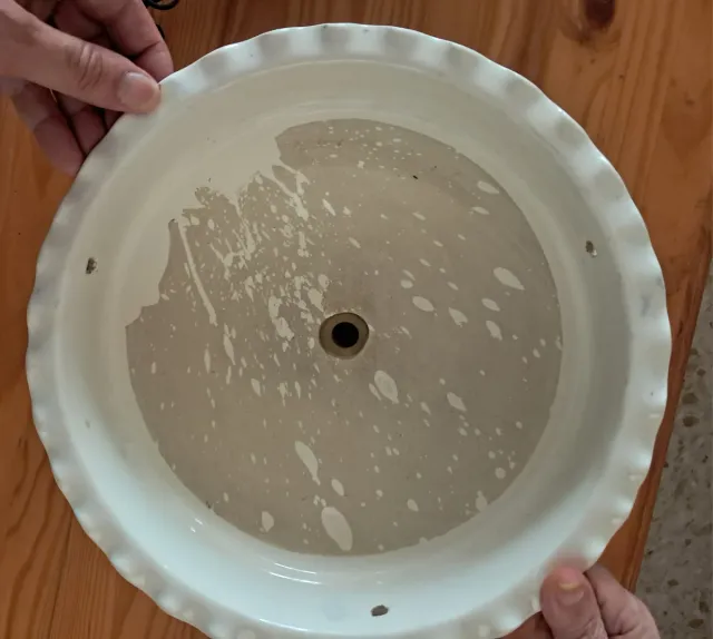 Macetero colgante cerámica y forja antiguo