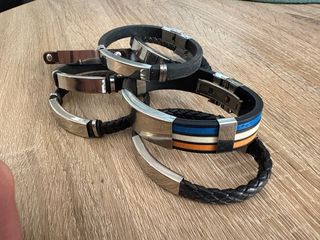 Pack 7 Pulseras Piel Artificial y Silicona