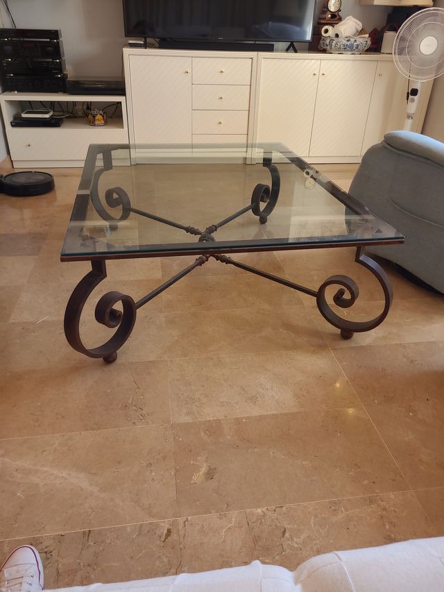 Mesa de centro forja y cristal