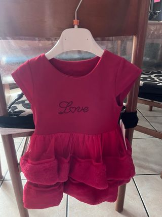 Vestitino bimba rosso con scritta Love