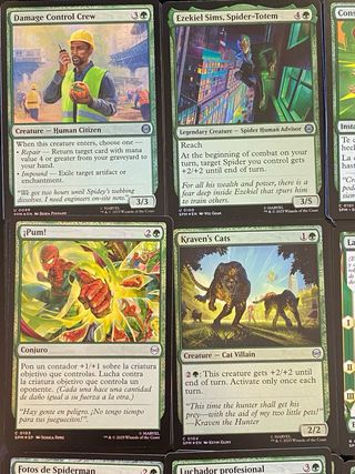Lote cartas magic spiderman verde