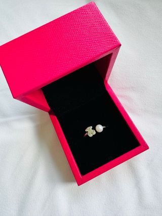 Anillo Tous Oso y Perla Plata. Talla 52
