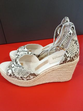 Sandalias Plataforma Esparto Serpiente Talla 37