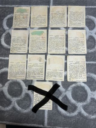 Cromos antiguos de banderas y soldados años 20