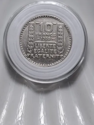 Moneda 10 Francos de Plata Franceses de 1933.