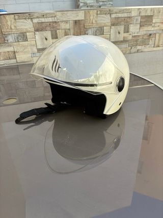 Casco Moto Jet Blanco con Visera