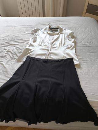 Conjunto falda y blusa blanco y negro