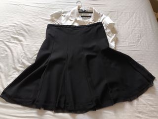 Conjunto falda y blusa blanco y negro