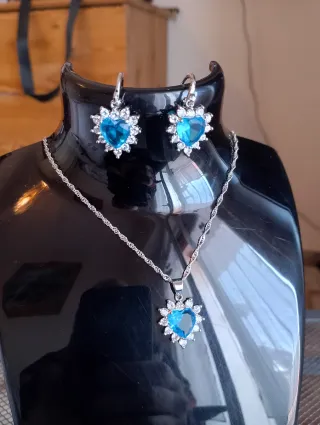 Set gioielli argento 925 cuore blu