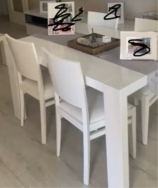 Mesa de comedor blanca y 6 sillas