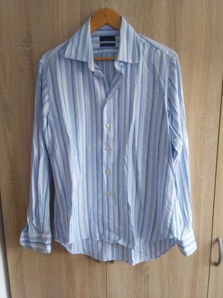 Camisa Zara Man Rayas Azul Talla 42