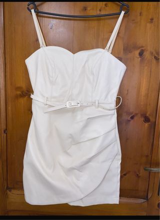 Vestito corto in pelle bianco