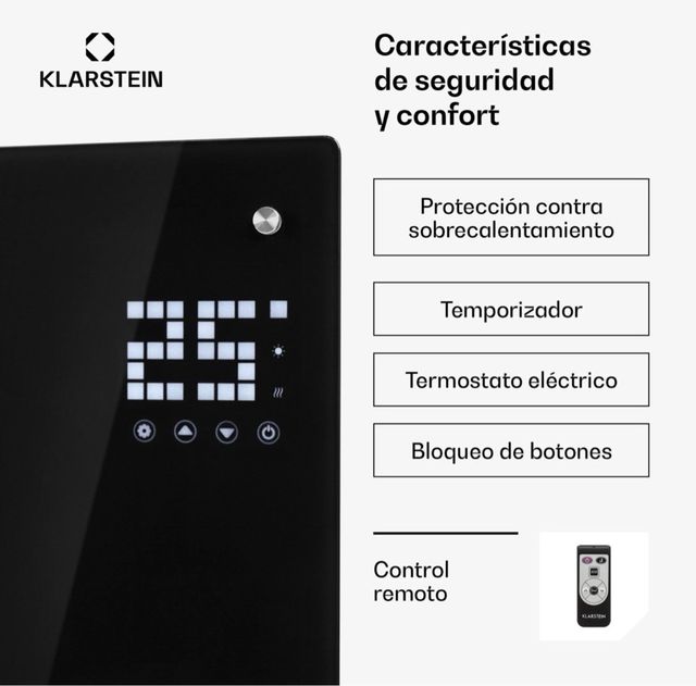 Calentador cristal negro patas metal