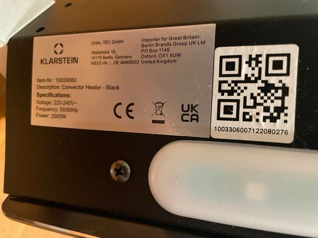 Calentador cristal negro patas metal