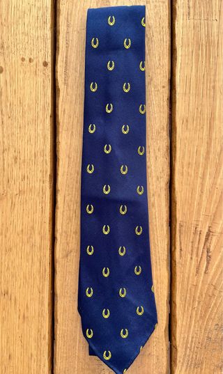 Corbata Hermes Vintage Seda Azul y Dorado