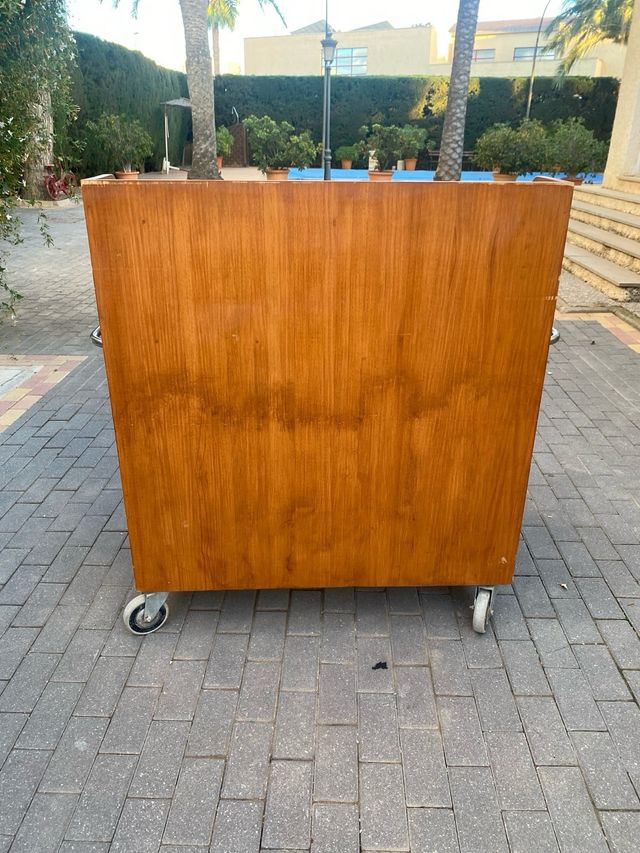 Carro auxiliar hostelería madera y metal