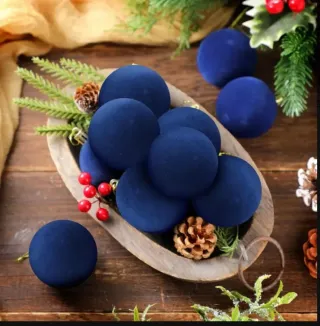 Bolas Navidad Terciopelo Azul 6cm (Pack 6)