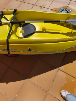 Kayak de mar con pala y carro de transporte