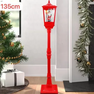 Lampione Natalizio Rosso con Luci e Musica