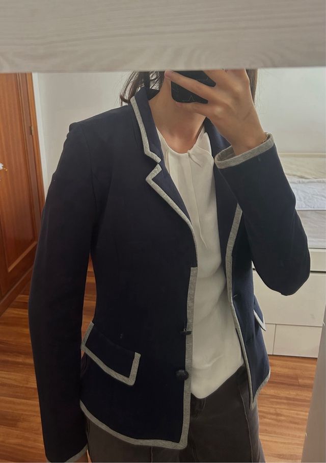 Americana Mango azul y gris