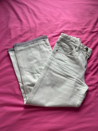 Zara Jeans Organza Trafaluc Blanco Gris Talla 32