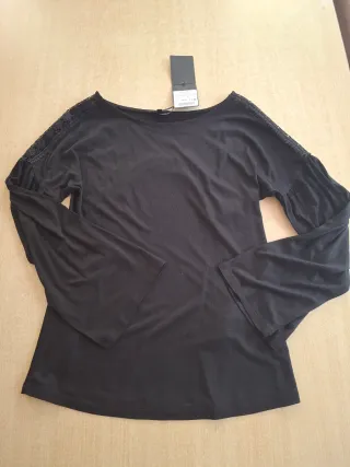 Camiseta negra de vestir manga larga 