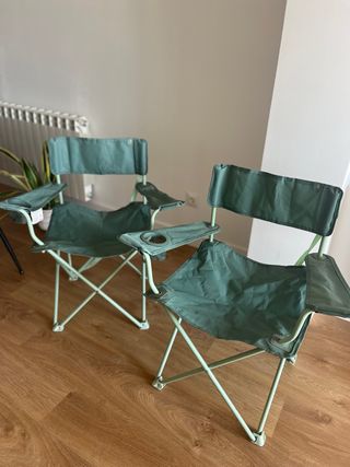 2 sedie da spiaggia pieghevoli verdi