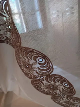 Coppia Tende Pizzo Beige Lunghe 290cm
