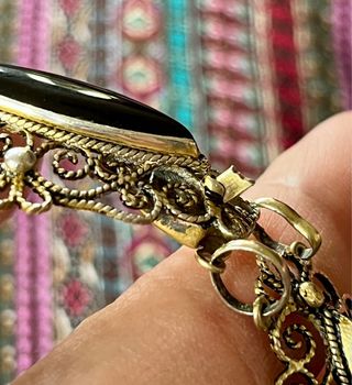 Pulsera Antigua Plata Filigrana Ónix