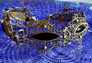 Pulsera Antigua Plata Filigrana Ónix