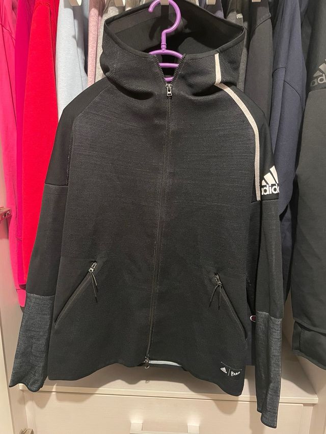 Sudadera Adidas x Parley cremallera gris/negra